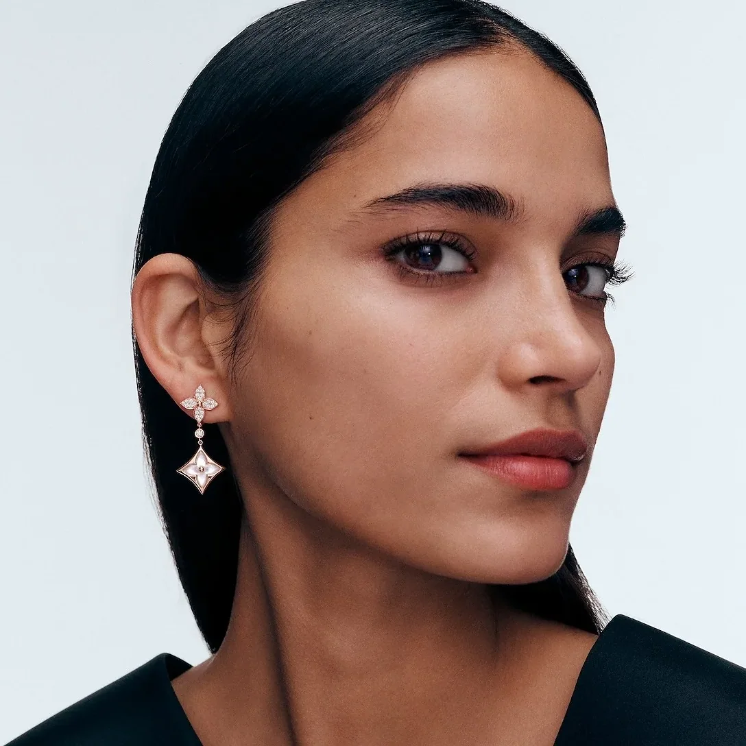 Louis Vuitton Color Blossom Double Star Long Earrings Pink in Toned Louis Vuitton Color Blossom Double Star Long Earrings Pink in Toned