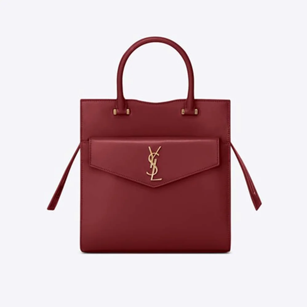 Saint Laurent YSL Uptown Small Tote Shiny Smooth for Women in Red