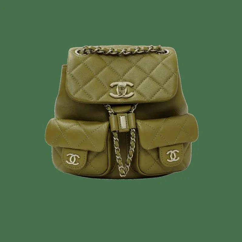 Chanel Small Backpack in Green Khaki Gold Hardware Chanel Small Backpack in Green Khaki Gold Hardware