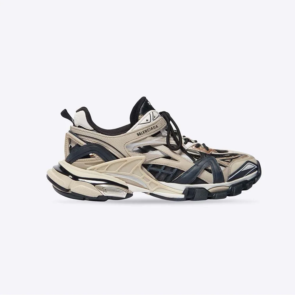 Balenciaga Track.2 Sneaker in Beige and Black Mesh and Nylon for Men