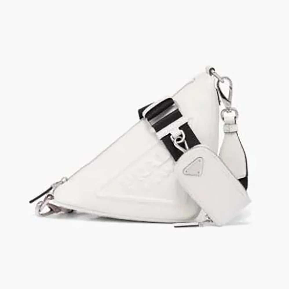 Prada Leather Triangle Shoulder Bag for Women in White