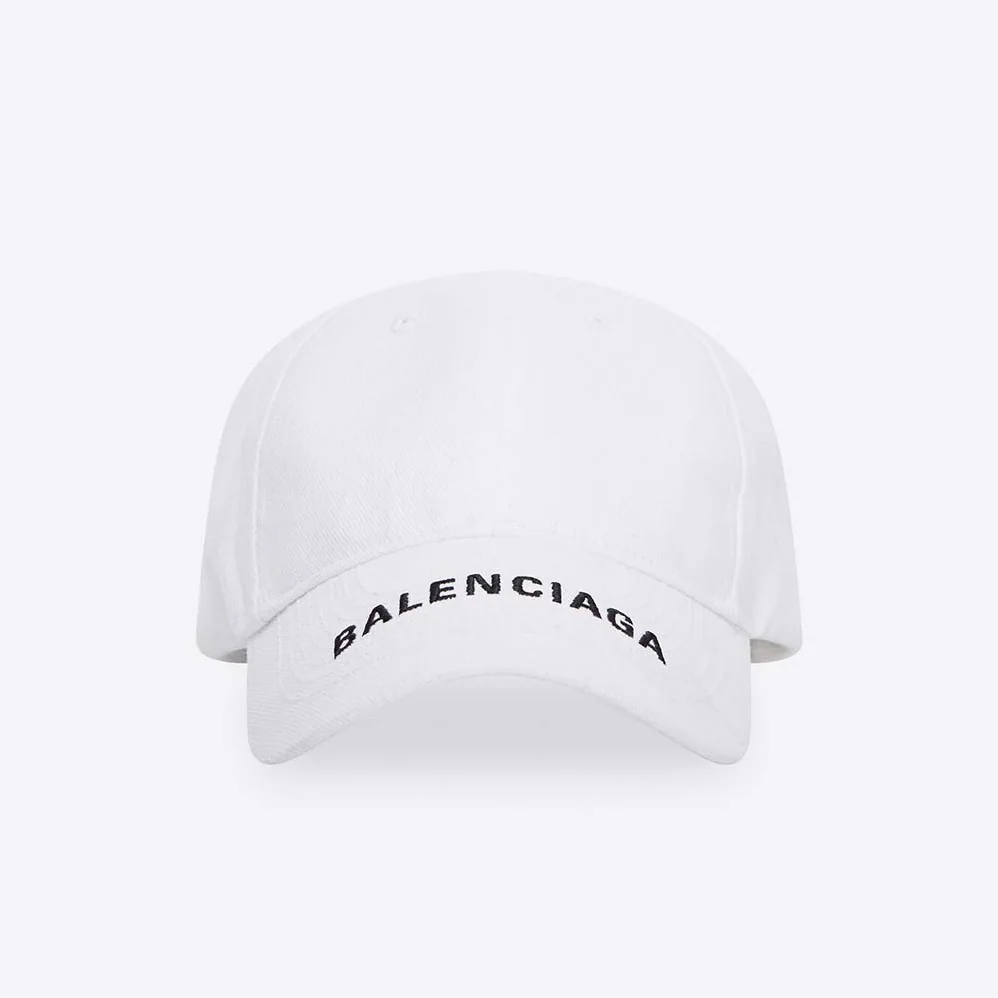 Balenciaga Logo Visor Cap in White and Black Cotton Drill for Women Balenciaga Logo Visor Cap in White and Black Cotton Drill for Women