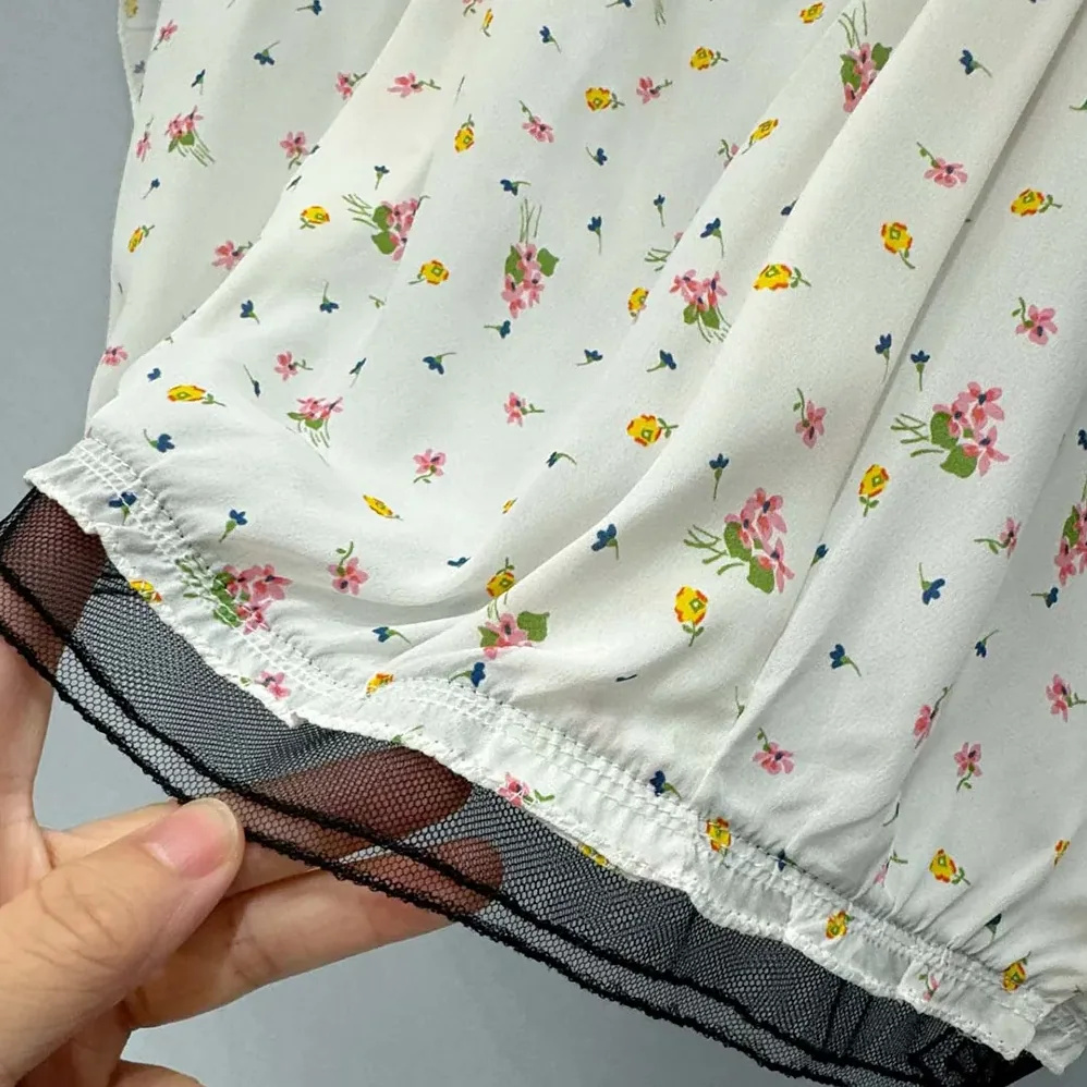 Prada Short-sleeved Floral Print Pongé Crop Top for Women Prada Short-sleeved Floral Print Pongé Crop Top for Women