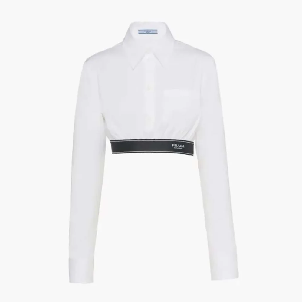 Prada Stretch Poplin Shirt with a Hybrid Design Reinvents for Women Prada Stretch Poplin Shirt with a Hybrid Design Reinvents for Women