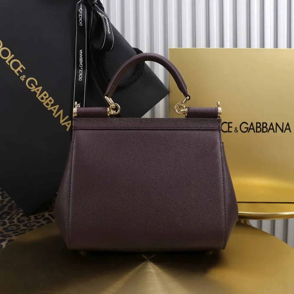 Dolce Gabbana D&G Small Sicily Handbag in Dauphine Calfskin for Women in Burgundy Dolce Gabbana D&G Small Sicily Handbag in Dauphine Calfskin for Women in Burgundy
