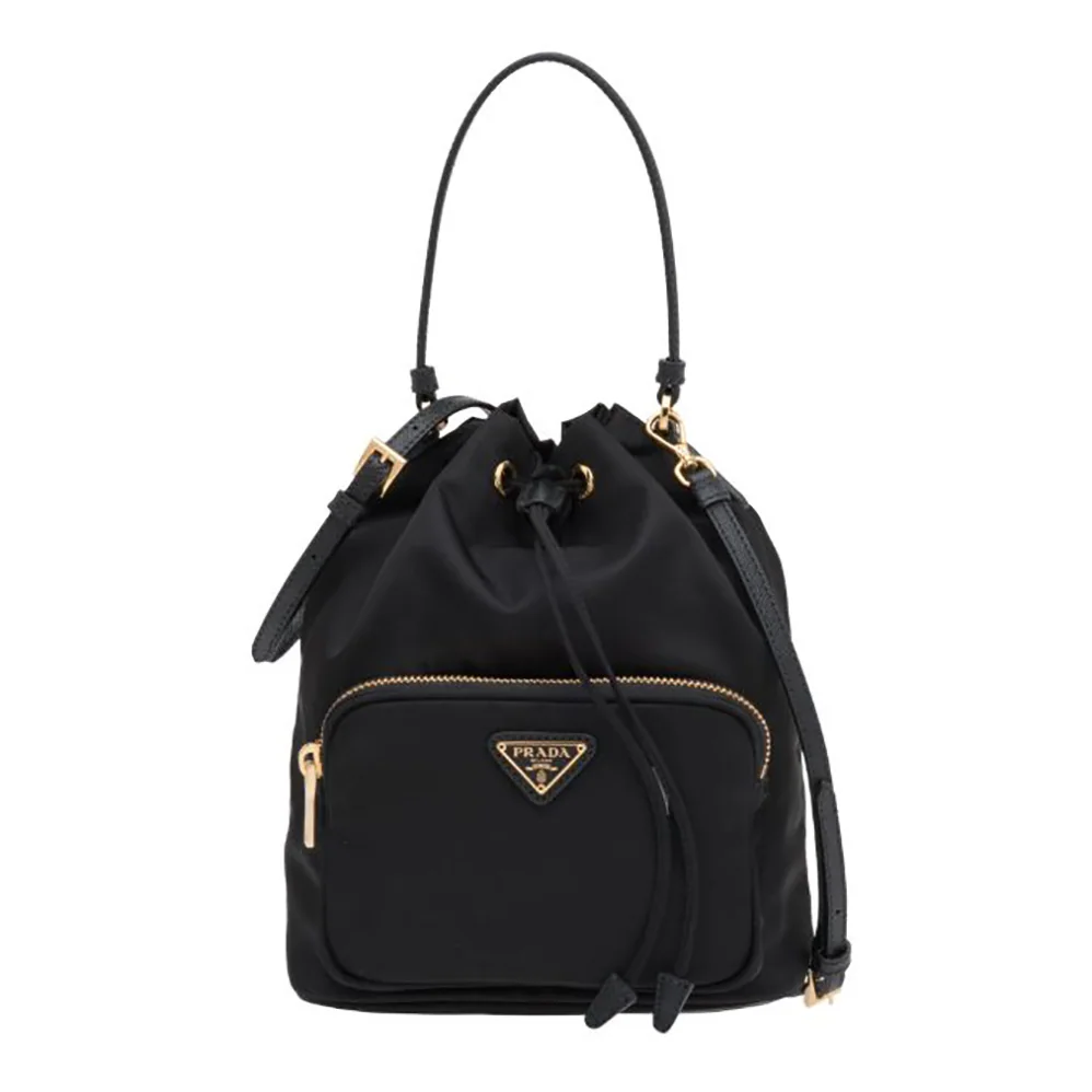 Prada Duet Re-Nylon Shoulder Bag for Women in Black
