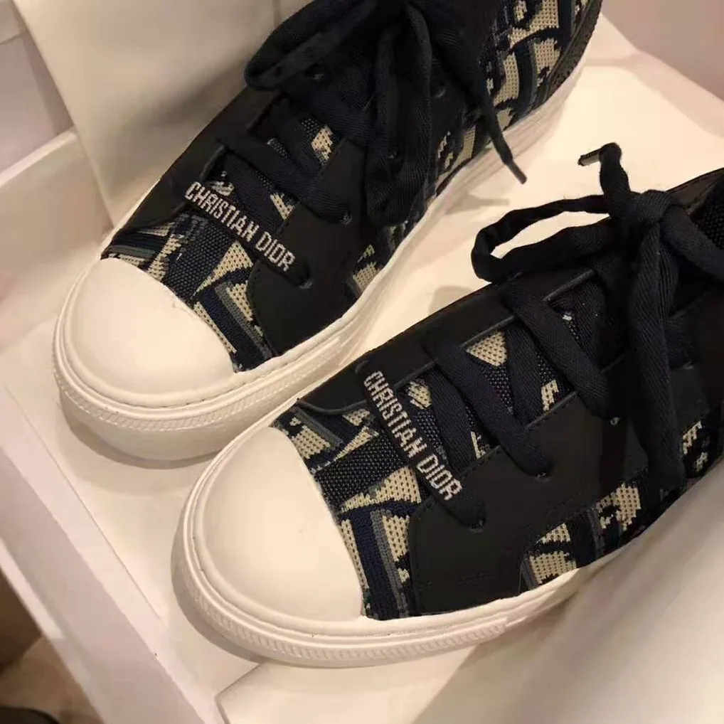 Dior Walk'N'Dior Techincal Knit Oblique Mid-Top Sneaker for Women in Navy