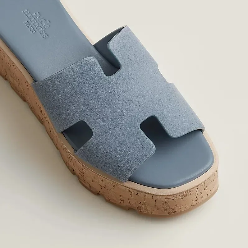 Hermes Eze 30 Sandals Bleu Grignon
