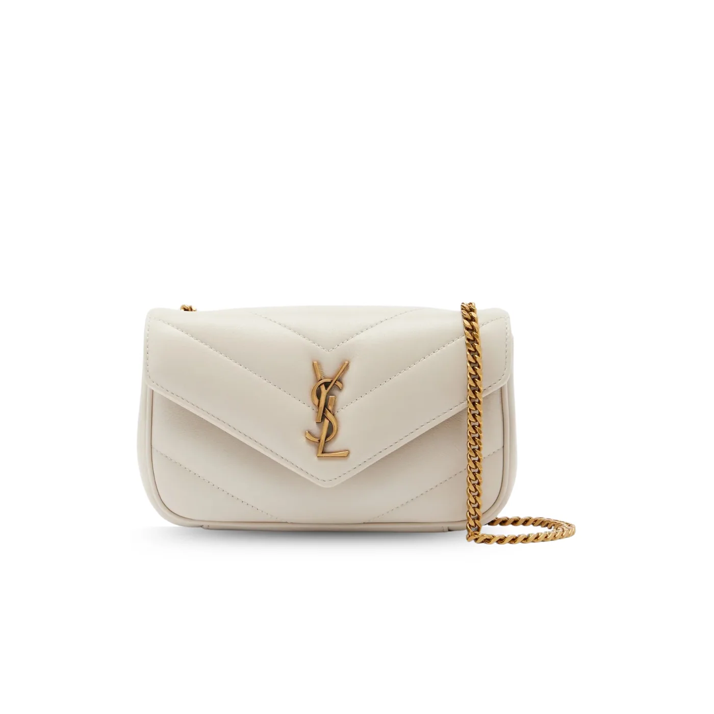 Saint Laurent Loulou Mini Shoulder Bag in White Gold Hardware Saint Laurent Loulou Mini Shoulder Bag in White Gold Hardware
