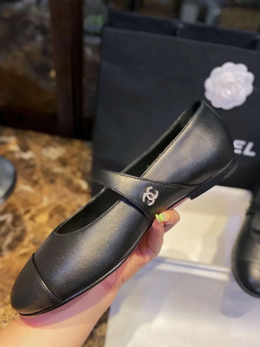 Chanel Interlocking CC Logo Mary Jane Flats Black Chanel Interlocking CC Logo Mary Jane Flats Black