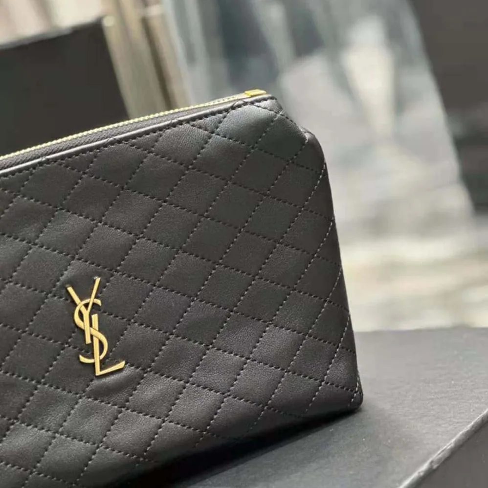 Saint Laurent YSL Gaby Cosmetic Pouch in Quilted Leather for Women Saint Laurent YSL Gaby Cosmetic Pouch in Quilted Leather for Women