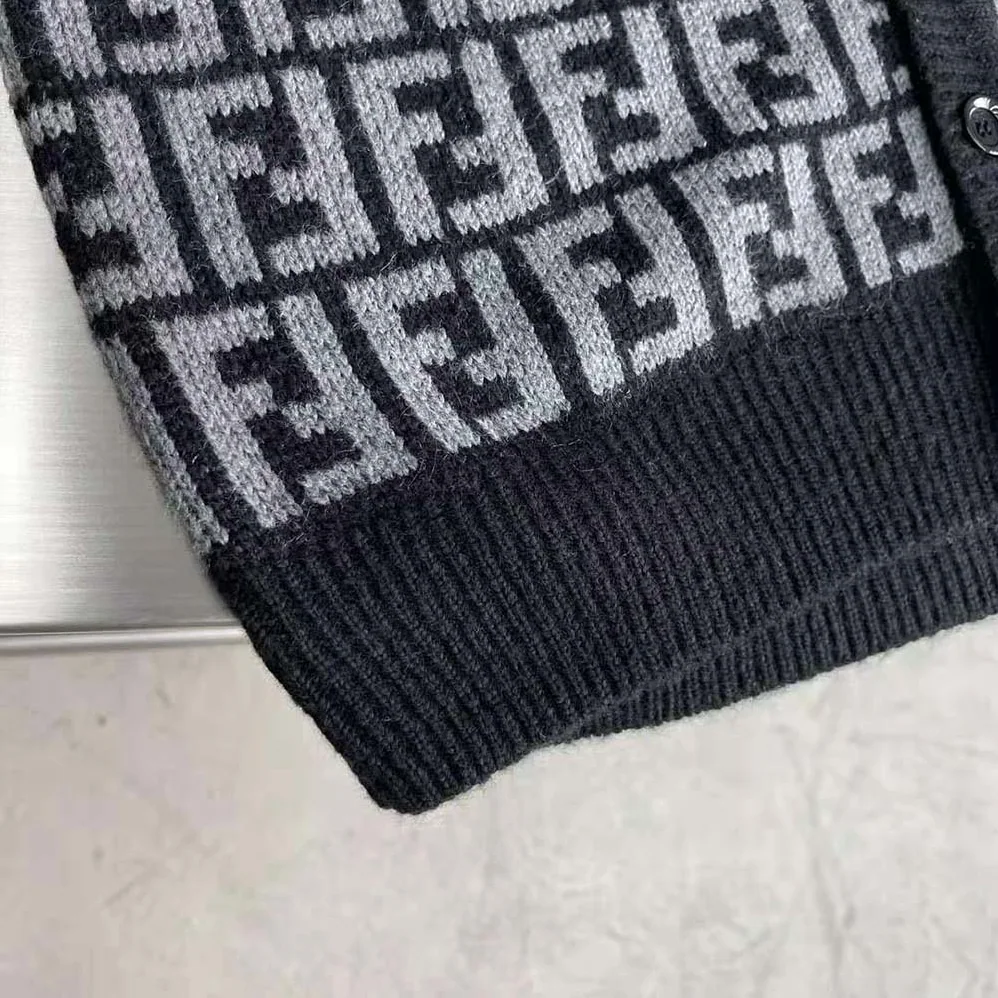 Fendi Black Cashmere Cardigan-FZC433APPAF05HY for Men