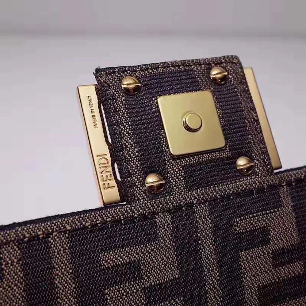 Fendi Mini Baguette Brown Fabric Bag for Women Fendi Mini Baguette Brown Fabric Bag for Women