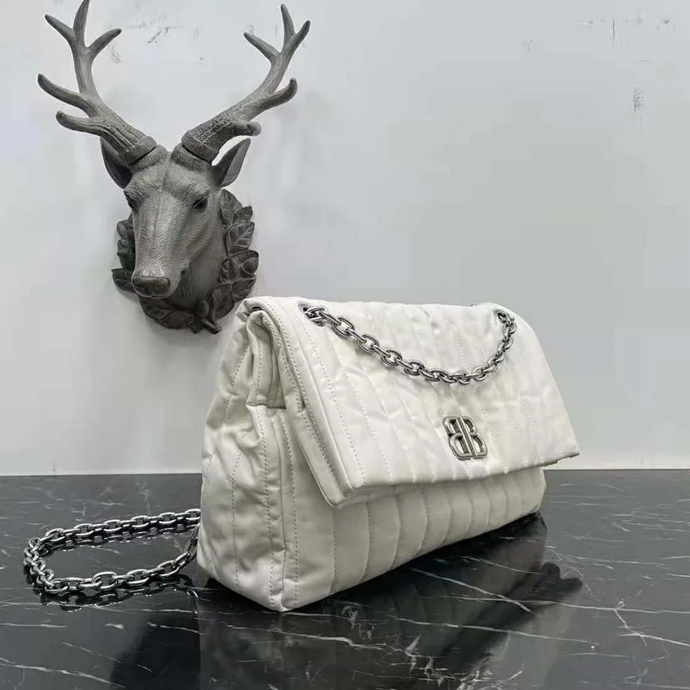 Balenciaga Monaco Medium Chain Bag Quilted in off White for Women