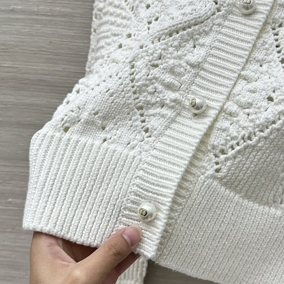 Dior Twinset White Openwork Cotton Knit for Women