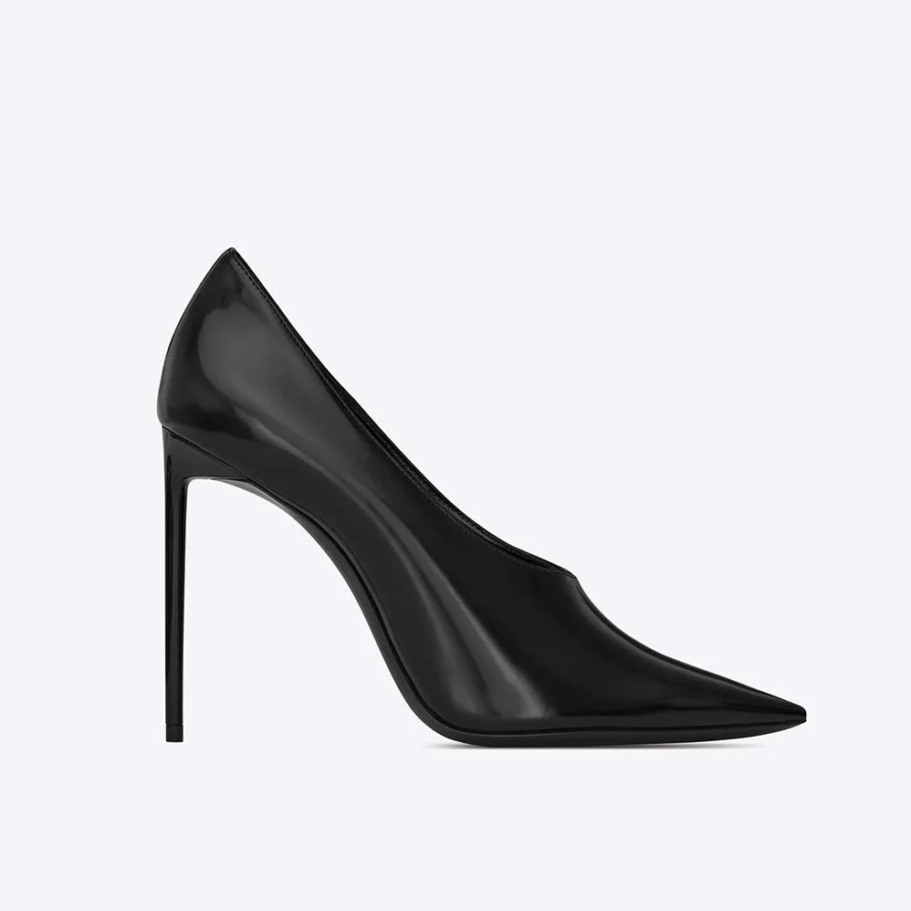 Saint Laurent YSL Shoes Teddy Pump Shiny Leather 10.5cm for Women in Black Saint Laurent YSL Shoes Teddy Pump Shiny Leather 10.5cm for Women in Black