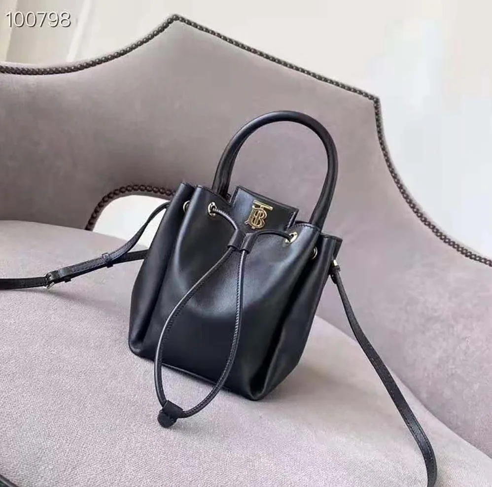 Burberry Monogram Motif Leather Bucket Bag for Women in Black Burberry Monogram Motif Leather Bucket Bag for Women in Black