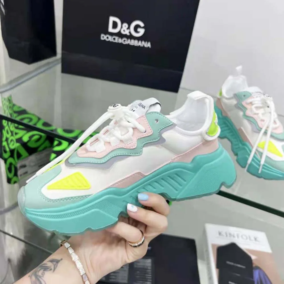 Dolce Gabbana D&G Mixed-Materials Daymaster Sneakers for Unisex in Lime Dolce Gabbana D&G Mixed-Materials Daymaster Sneakers for Unisex in Lime