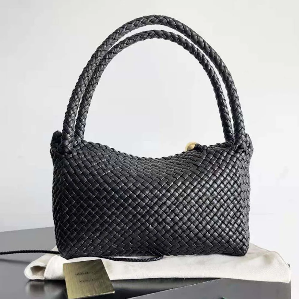 Bottega Veneta Tosca Shoulder Bag with Metallic Sphere Closure Woven for Women in Black Bottega Veneta Tosca Shoulder Bag with Metallic Sphere Closure Woven for Women in Black