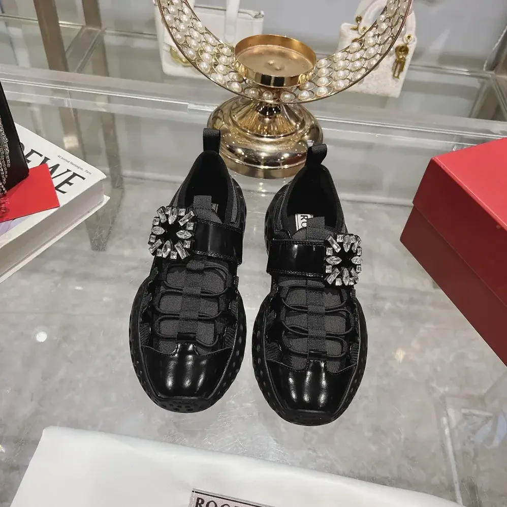 Roger Vivier Viv' Run Light Trekky Sneakers in Fabric for Women in Black Roger Vivier Viv' Run Light Trekky Sneakers in Fabric for Women in Black
