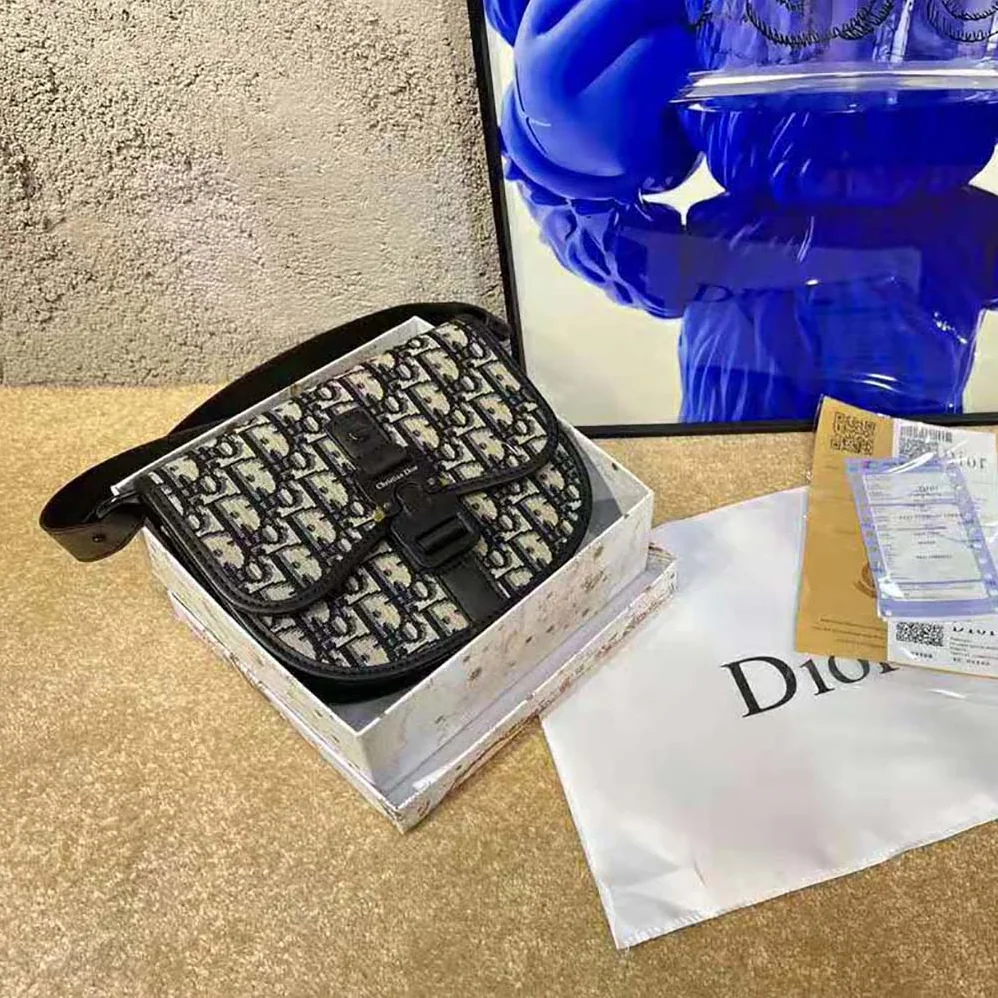 Dior Mini Gallop Bag with Strap Beige and Black Dior Oblique Jacquard for Men