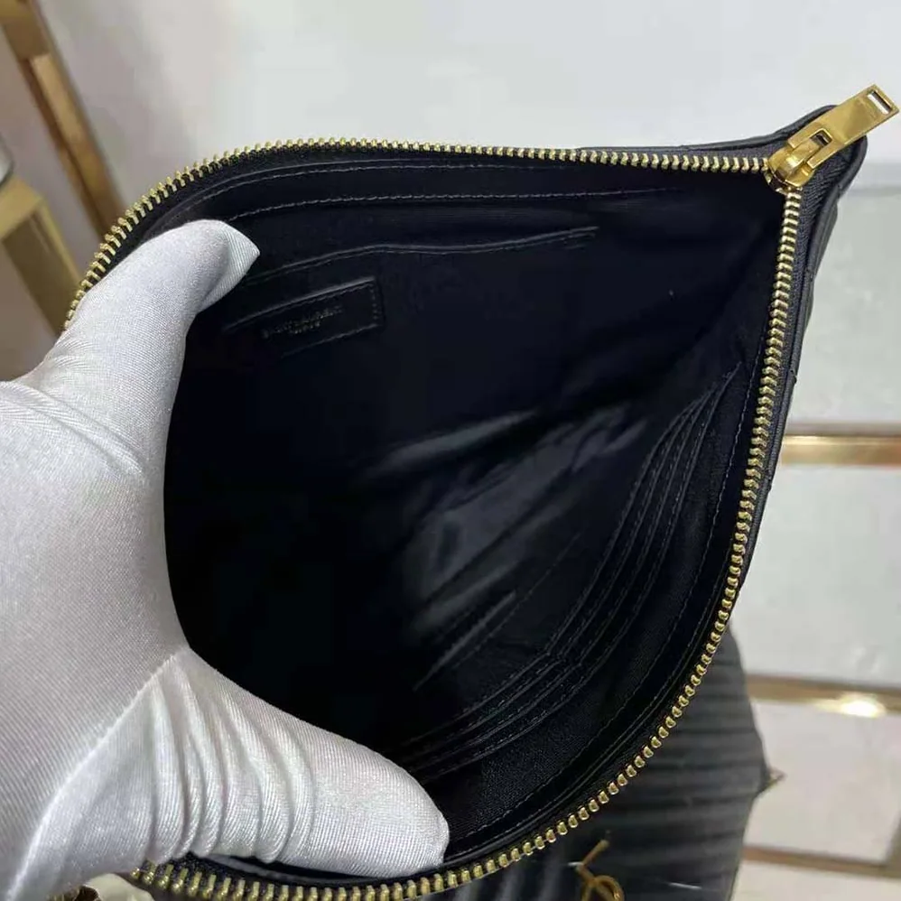 Saint Laurent YSL Monogram Tablet Pouch in Matelassé Leather for Women in Black Saint Laurent YSL Monogram Tablet Pouch in Matelassé Leather for Women in Black