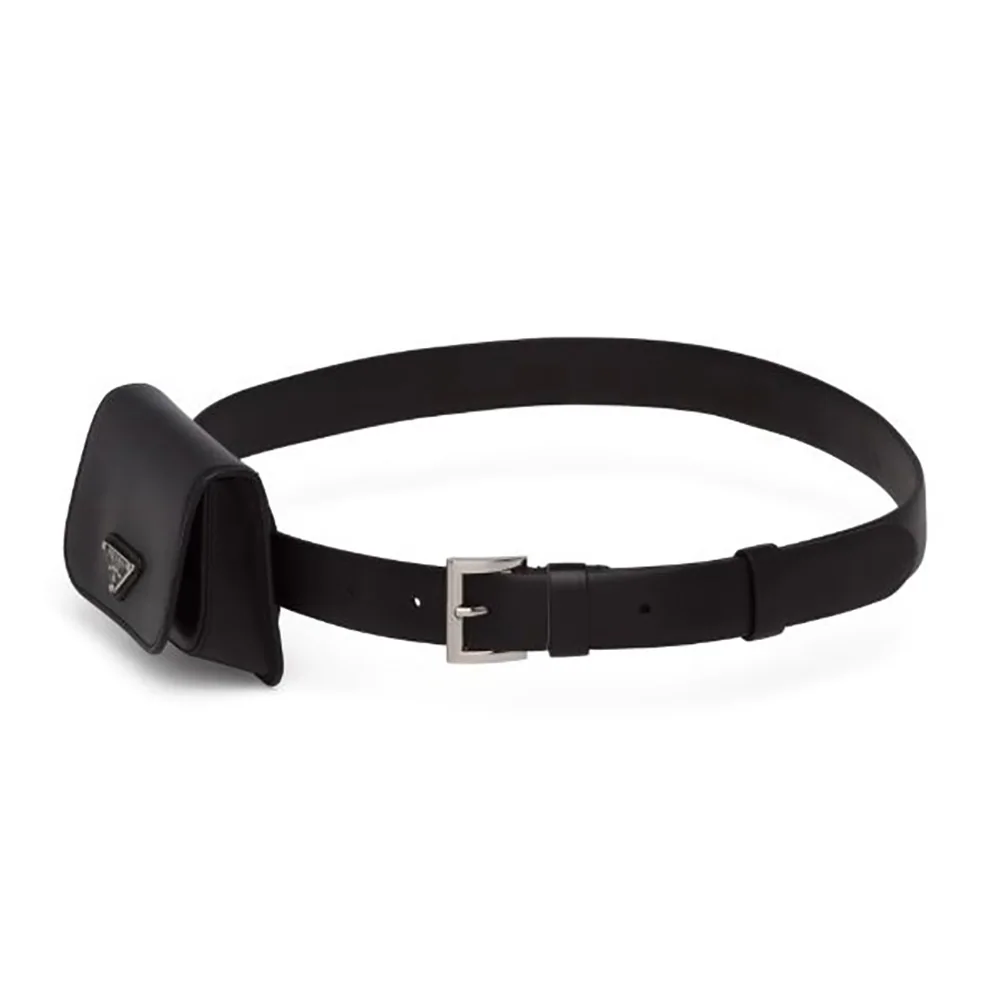 Prada Leather Belt With a Hybrid Multifunctional Design for Women in Black
