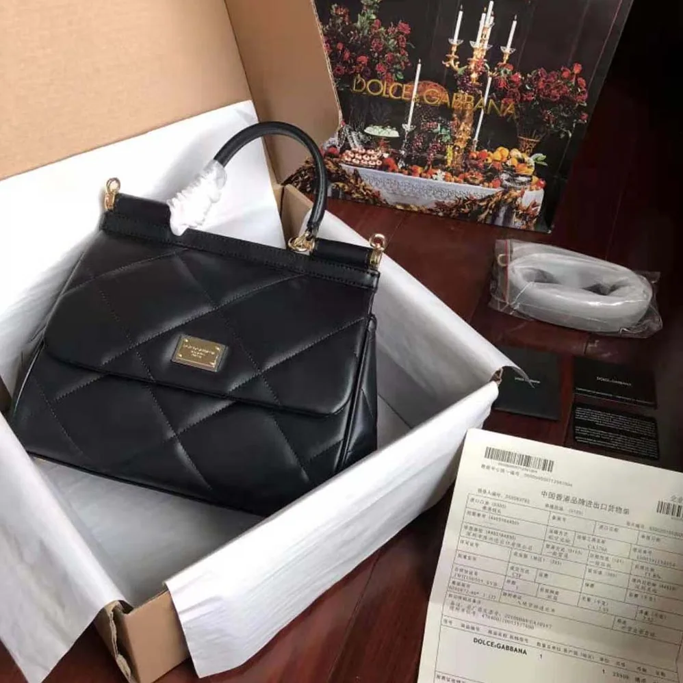 Dolce Gabbana D&G Medium Sicily Bag in Quilted Calfskin for Women in Black Dolce Gabbana D&G Medium Sicily Bag in Quilted Calfskin for Women in Black