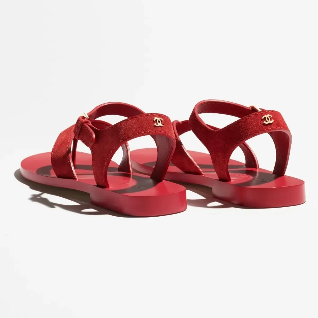 Chanel Sandals Dark Red --U7277