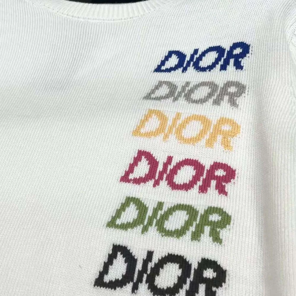 Dior Sweater Beige Wool and Cashmere Intarsia for Men Dior Sweater Beige Wool and Cashmere Intarsia for Men
