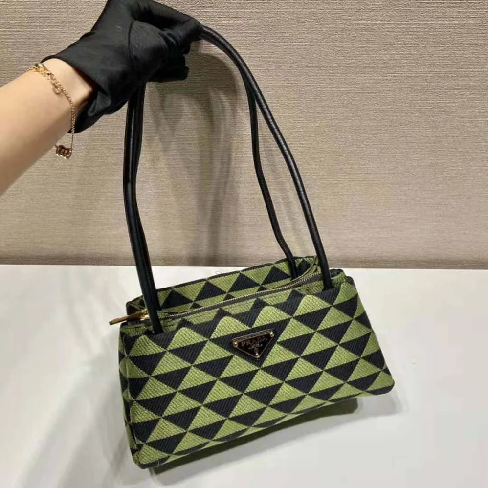 Prada Small Embroidered Fabric Bag for Women in Green Prada Small Embroidered Fabric Bag for Women in Green