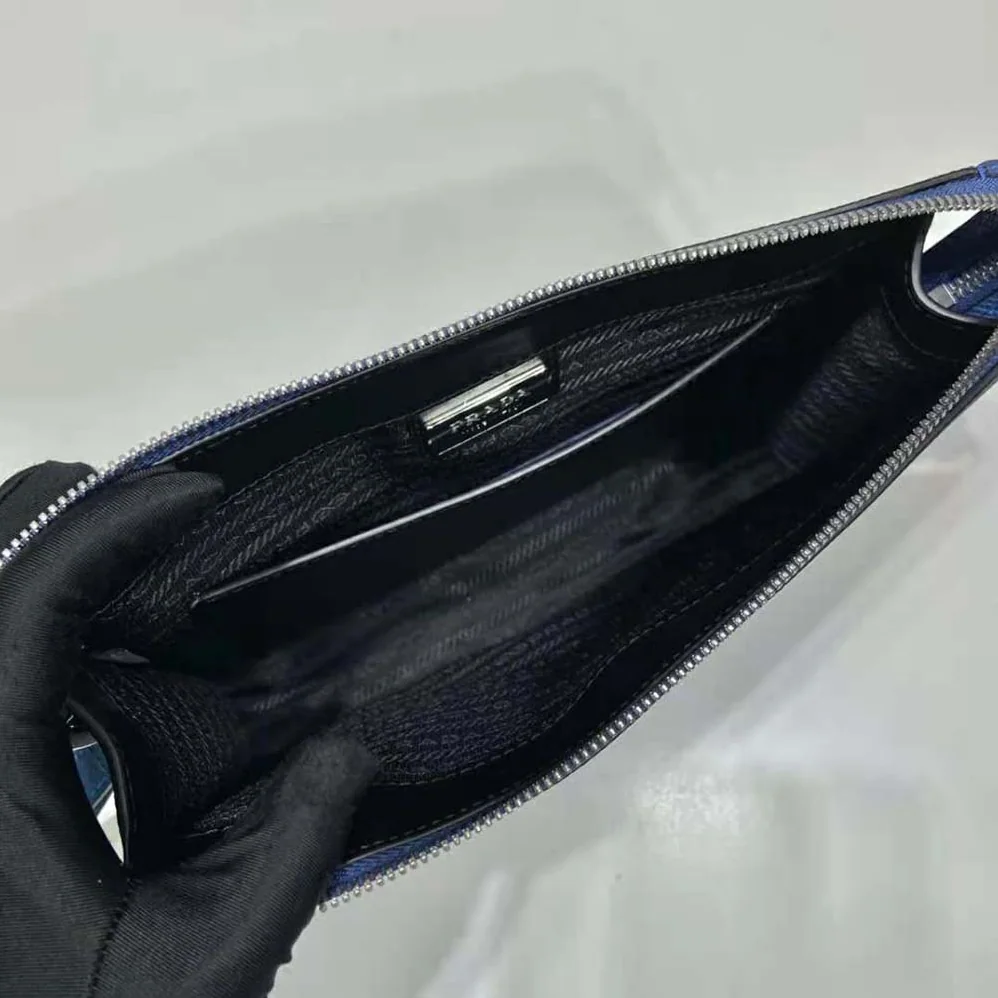 Prada Saffiano Leather Pouch for Men in Navy