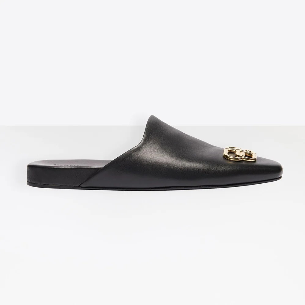 Balenciaga Cosy BB Slide in Black Smooth Calfskin Aged for Women in gold Hardware Balenciaga Cosy BB Slide in Black Smooth Calfskin Aged for Women in gold Hardware