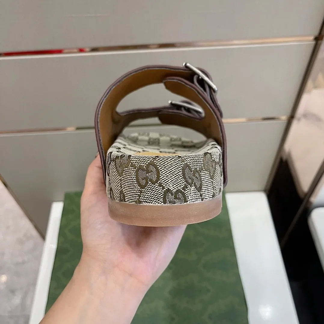 Gucci Slide Sandal With Straps Beige And Ebony for Women