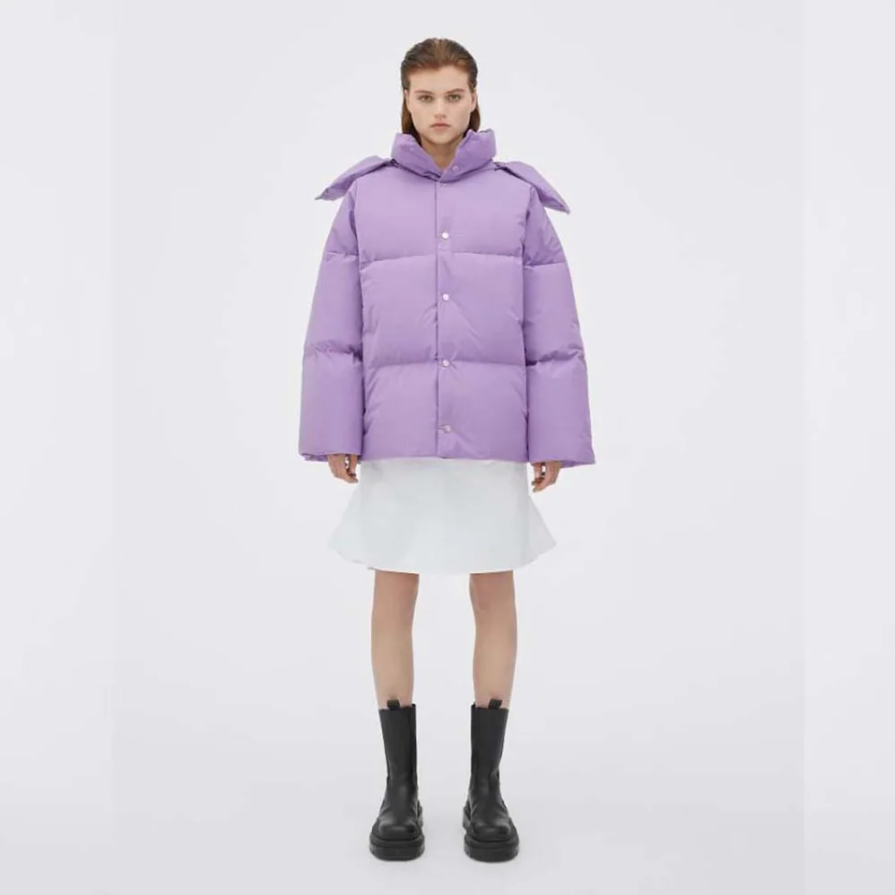 Bottega Veneta Frosted Poplin Puffer Jacket for Women in Purple Bottega Veneta Frosted Poplin Puffer Jacket for Women in Purple