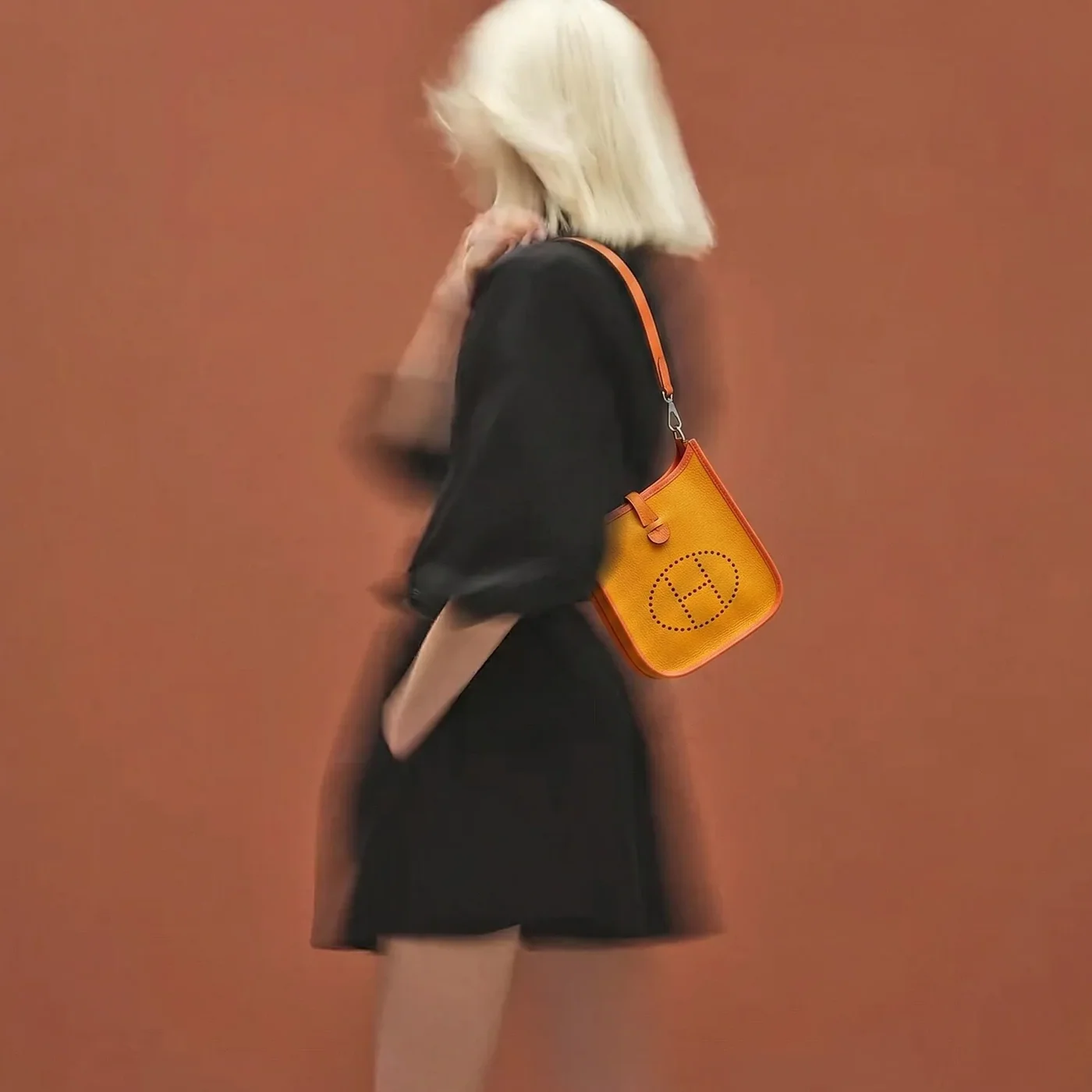 Hermes Neo Evelyne 16 Shoulder Bag in Light Orange Palladium Hardware
