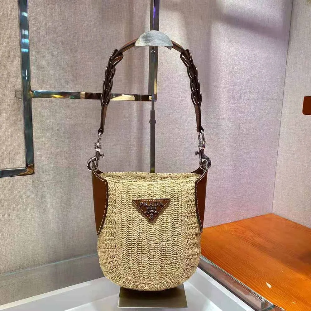 Prada Raffia and Leather Bag for Women Prada Raffia and Leather Bag for Women