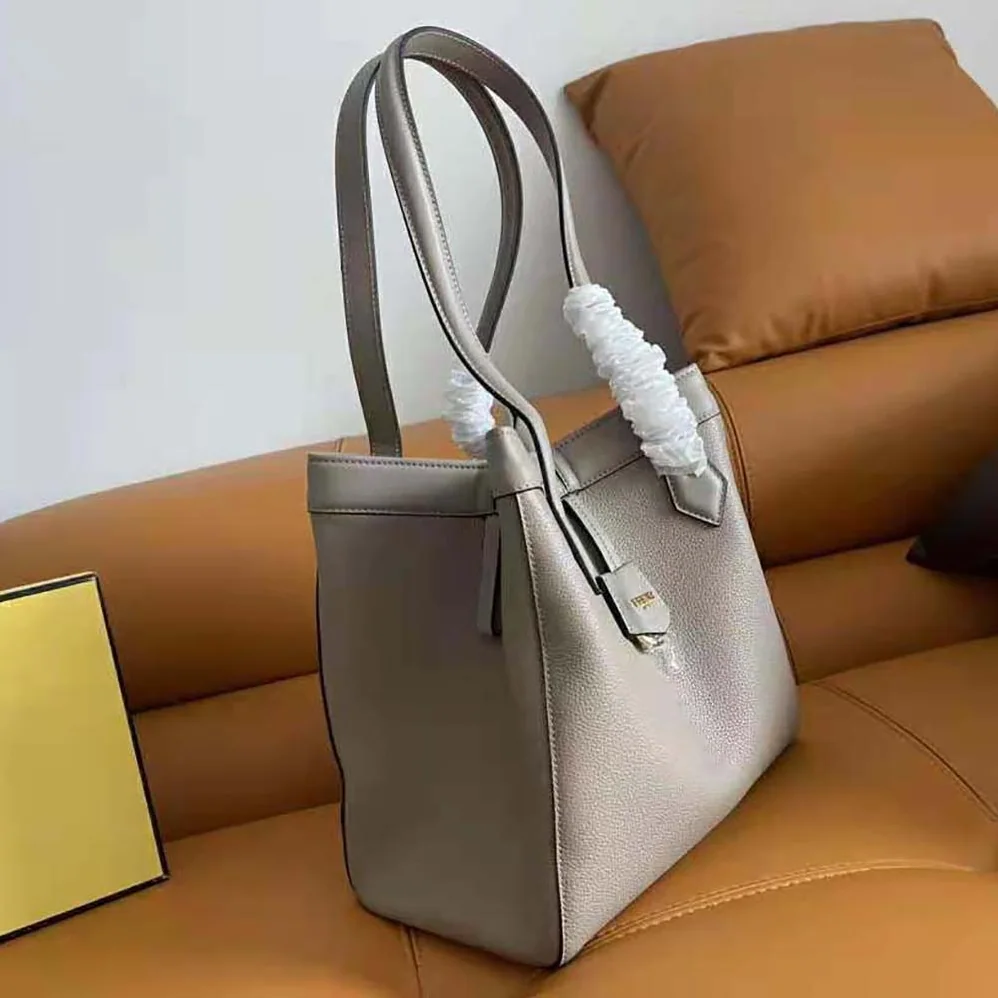 Fendi Origami Medium Dove Gray Leather Bag That Can be Transformed for Women