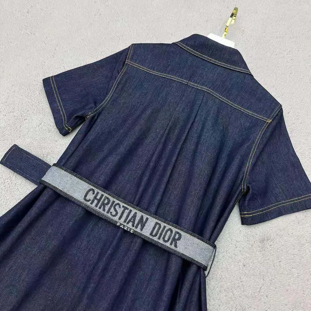 Dior Denim Couture Shirt Dress Blue Raw Cotton Denim for Women Dior Denim Couture Shirt Dress Blue Raw Cotton Denim for Women