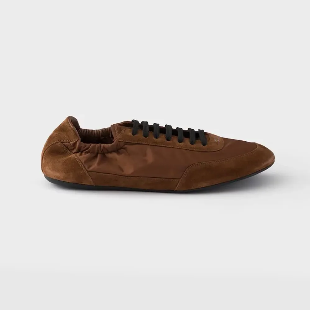 Prada Collapse Re-Nylon and Suede Elasticized Sneakers for Unisex in Brown