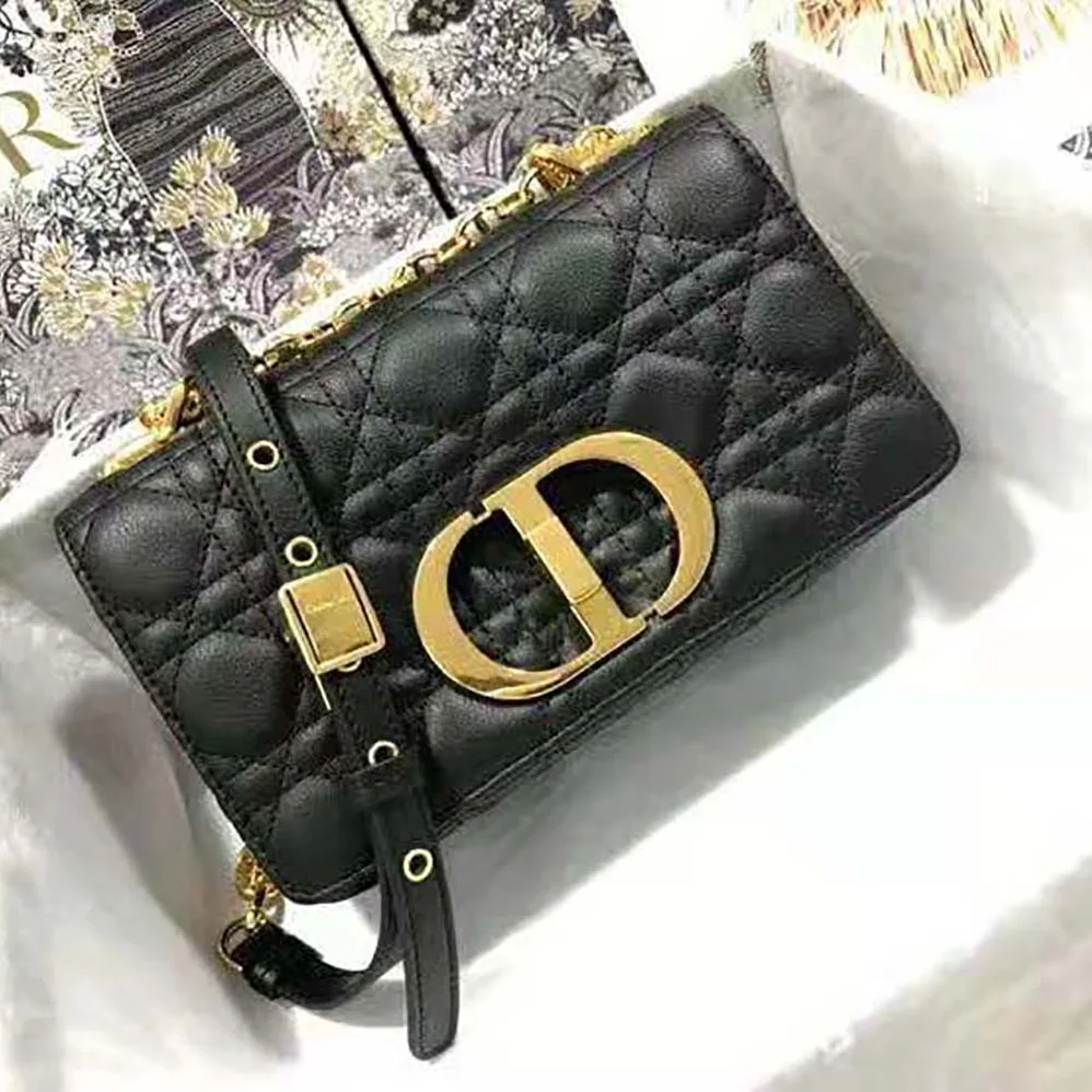 Dior Small Dior Caro Bag Lvory Supple Cannage Calfskin for Women in Black Dior Small Dior Caro Bag Lvory Supple Cannage Calfskin for Women in Black