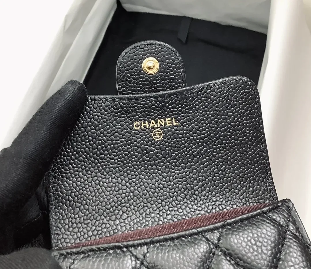 Chanel CO-CO Classic Card Holder Black Gold Hardware /