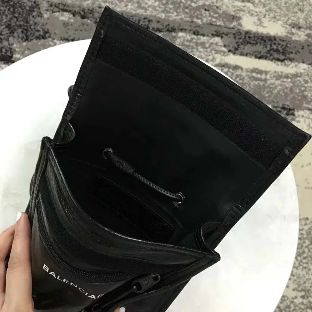 Balenciaga Explorer Pouch Strap in Leather for Men in Black Balenciaga Explorer Pouch Strap in Leather for Men in Black