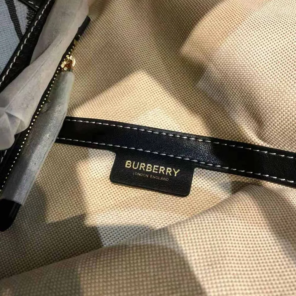 Burberry Mini Monogram Print E-canvas Beach Tote for Women in Blue Burberry Mini Monogram Print E-canvas Beach Tote for Women in Blue