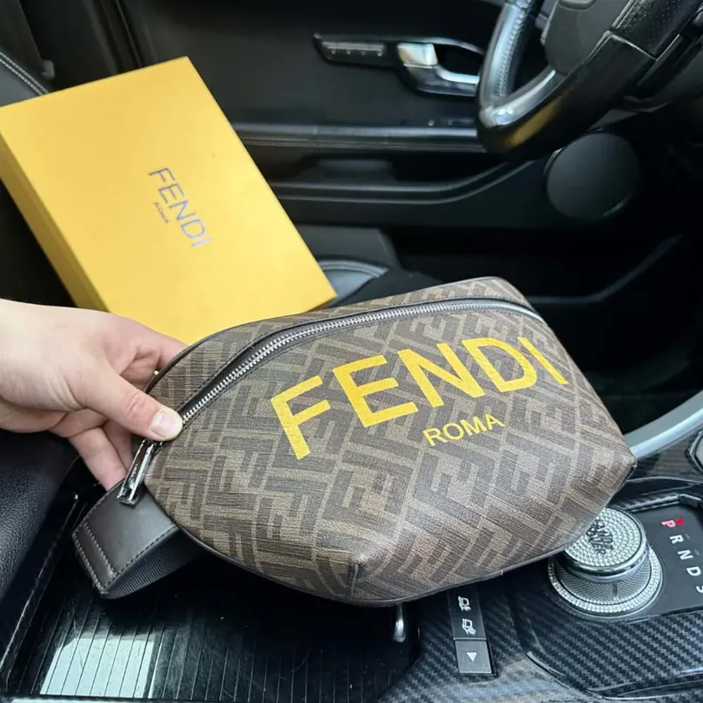 Fendi Diagonal Belt Bag Leather for Men in Yellow
