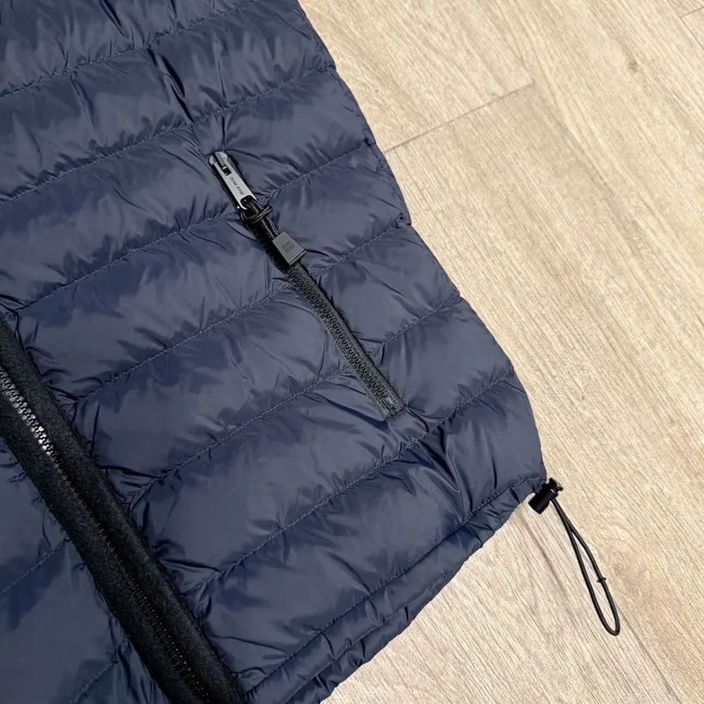 Miu Miu Light Pongé Down Vest with Embroidered logo for Women Miu Miu Light Pongé Down Vest with Embroidered logo for Women