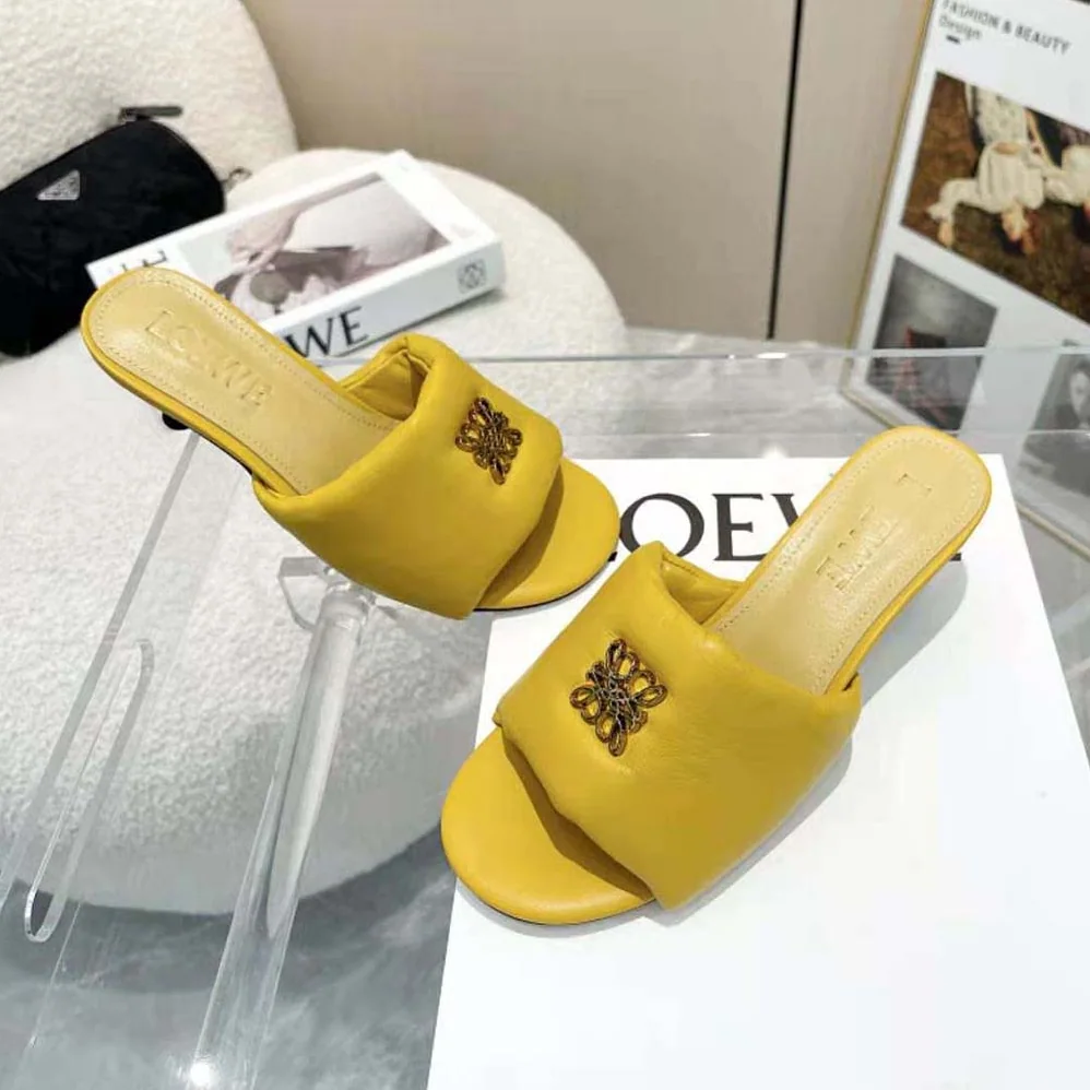 Loewe Anagram Padded Mule in Lambskin for Women in Orange