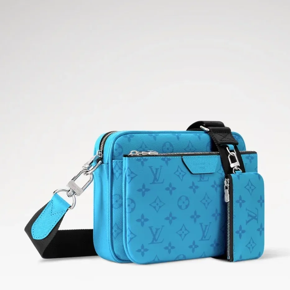 Louis Vuitton Trio Messenger Crossbody Bag in Tropical Blue Silver Hardware