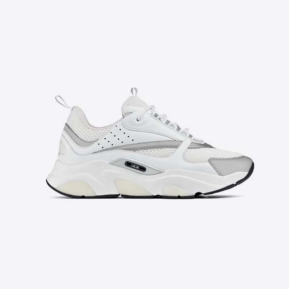 Dior B22 Sneaker White Technical Mesh with White and Silver for Men in Tone Calfskin