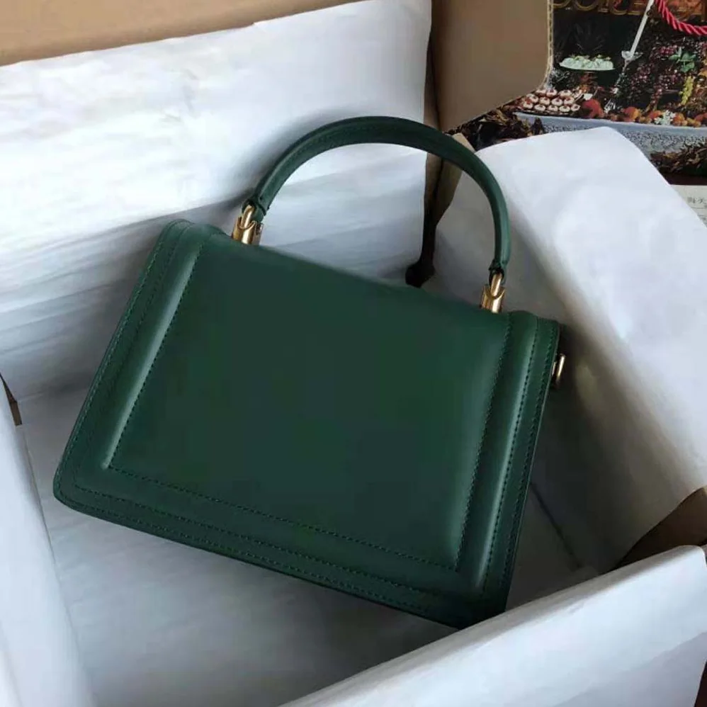 Dolce Gabbana D&G Small Smooth Calfskin Devotion Bag for Women in Green